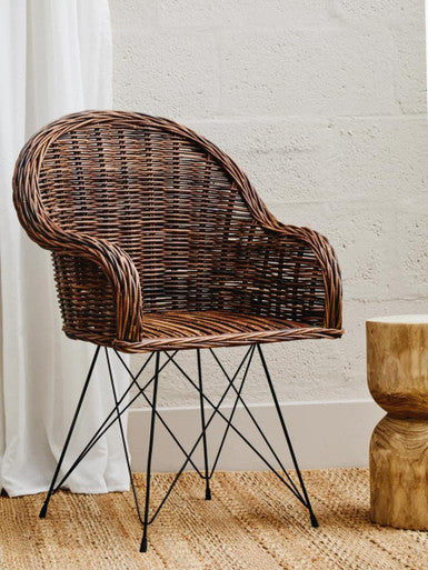 Orsina Manado Natural Croco Rattan Accent Chair – Modern Woven Seat