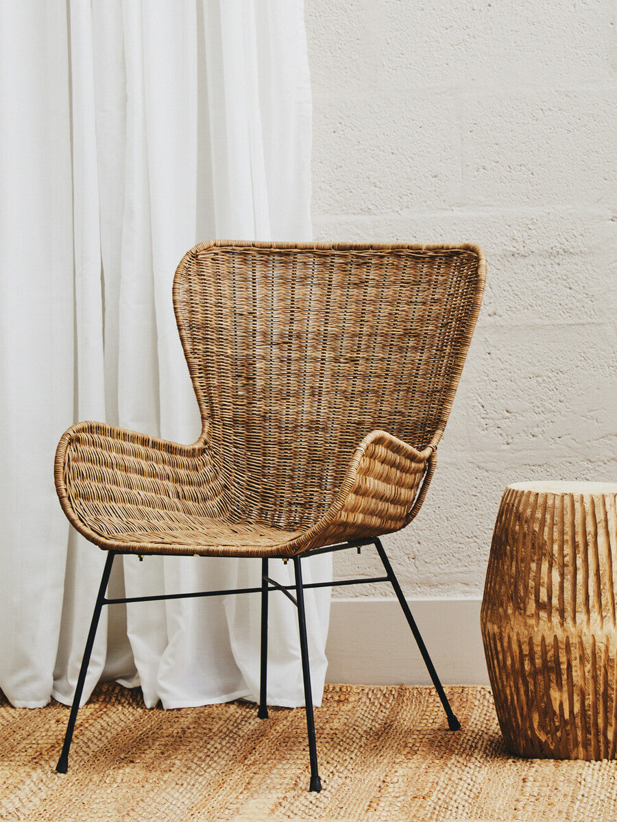 Orsina Manado Natural Rattan Accent Chair – Handwoven Curved Design