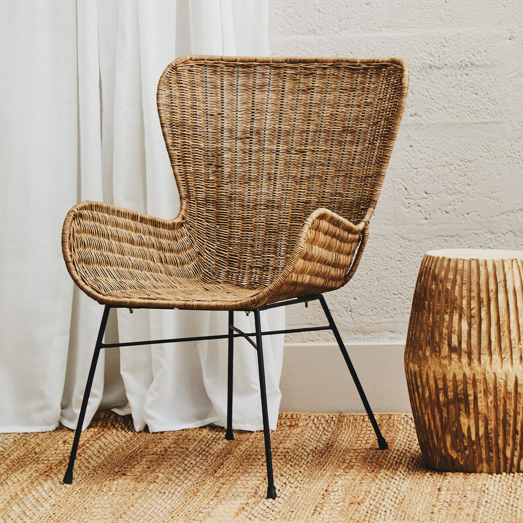 Orsina Manado Natural Rattan Accent Chair – Handwoven Curved Design