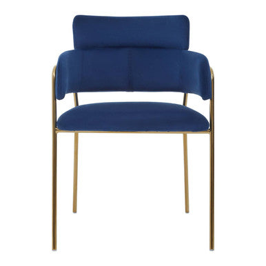 Orsina Tamzin Blue Velvet Dining Chair | Modern Gold Leg Seating