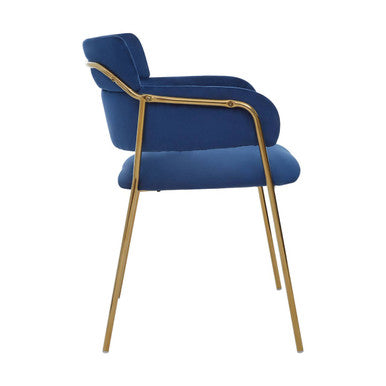 Orsina Tamzin Blue Velvet Dining Chair | Modern Gold Leg Seating