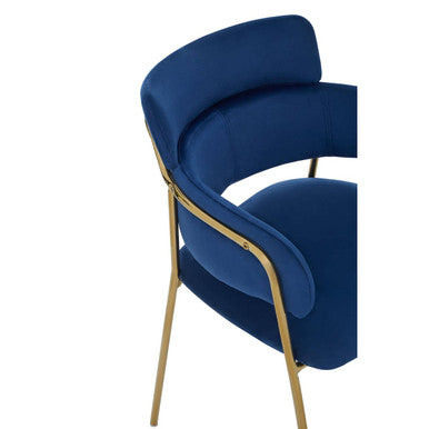 Orsina Tamzin Blue Velvet Dining Chair | Modern Gold Leg Seating