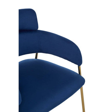 Orsina Tamzin Blue Velvet Dining Chair | Modern Gold Leg Seating