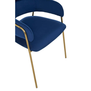 Orsina Tamzin Blue Velvet Dining Chair | Modern Gold Leg Seating