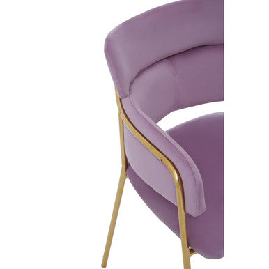 Orsina Tamzin Pink Velvet Dining Chair | Gold Base Cutout Back