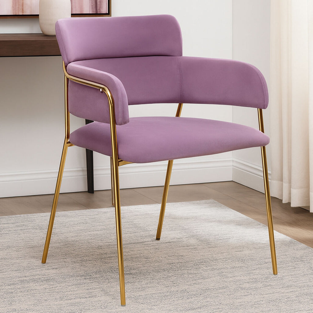 Orsina Tamzin Pink Velvet Dining Chair | Gold Base Cutout Back