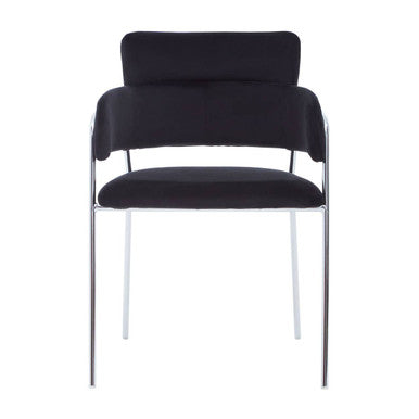 Orsina Tamzin Black Velvet Dining Chair | Modern Cutout Back & Chrome Legs