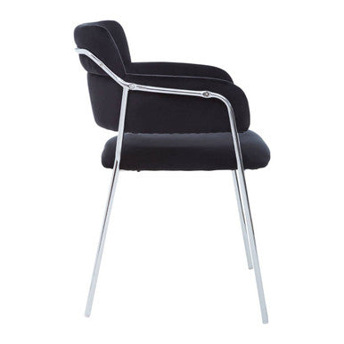 Orsina Tamzin Black Velvet Dining Chair | Modern Cutout Back & Chrome Legs