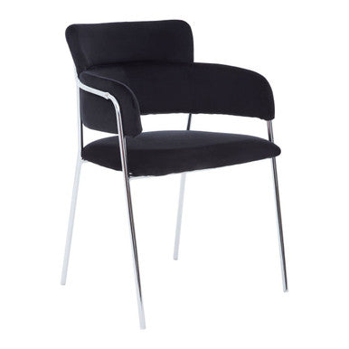 Orsina Tamzin Black Velvet Dining Chair | Modern Cutout Back & Chrome Legs