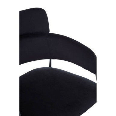 Orsina Tamzin Black Velvet Dining Chair | Modern Cutout Back & Chrome Legs