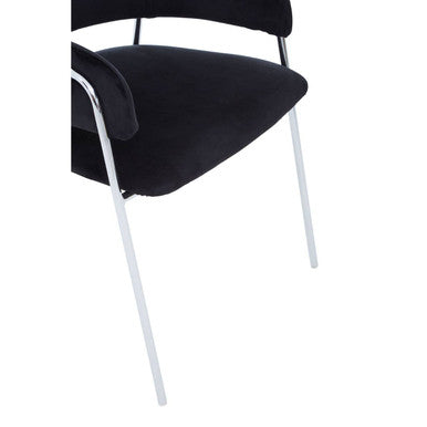 Orsina Tamzin Black Velvet Dining Chair | Modern Cutout Back & Chrome Legs