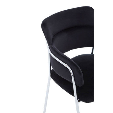 Orsina Tamzin Black Velvet Dining Chair | Modern Cutout Back & Chrome Legs