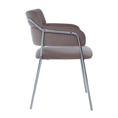 Orsina Tamzin Mink Velvet Dining Chair | Modern Chrome Base Seating