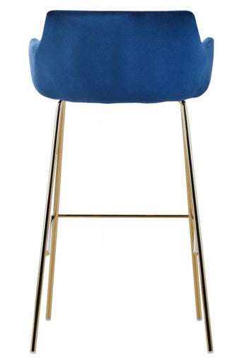Orsina Tamzin Blue Velvet Low Back Bar Chair with Gold Base