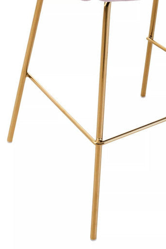 Orsina Tamzin Pink Velvet Bar Stool – Low Back Chair with Gold Frame