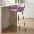 Orsina Tamzin Pink Velvet Bar Stool – Low Back Chair with Gold Frame