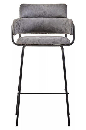 Orsina Tamzin Grey Faux Leather Bar Chair | Modern Padded Stool