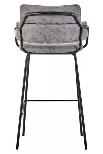 Orsina Tamzin Grey Faux Leather Bar Chair | Modern Padded Stool