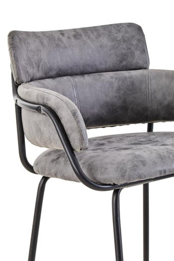 Orsina Tamzin Grey Faux Leather Bar Chair | Modern Padded Stool