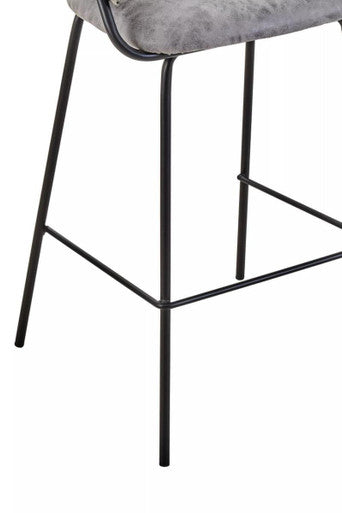 Orsina Tamzin Grey Faux Leather Bar Chair | Modern Padded Stool
