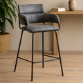 Orsina Tamzin Grey Faux Leather Bar Chair | Modern Padded Stool