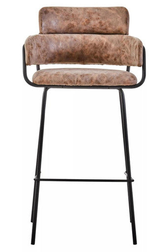Orsina Tamzin Brown Faux Leather Bar Chair | Modern Kitchen Stool