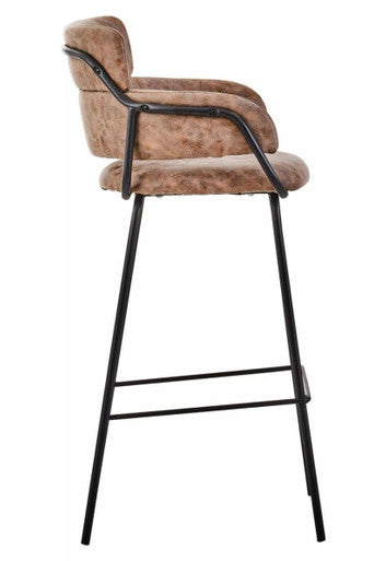 Orsina Tamzin Brown Faux Leather Bar Chair | Modern Kitchen Stool