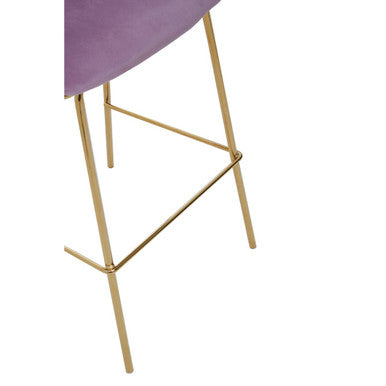 Orsina Tamzin Pink Velvet Bar Chair | Modern Gold Base Barstool