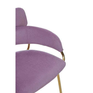 Orsina Tamzin Pink Velvet Bar Chair | Modern Gold Base Barstool