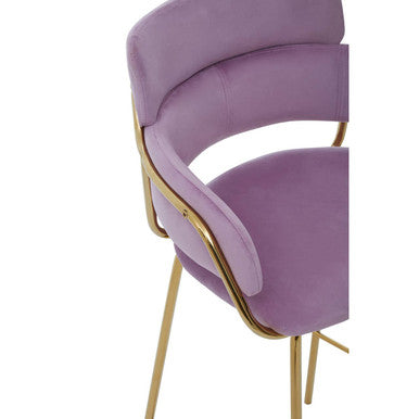 Orsina Tamzin Pink Velvet Bar Chair | Modern Gold Base Barstool
