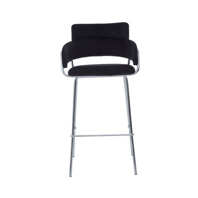 Orsina Tamzin Black Velvet Bar Chair with Chrome Base and Arms