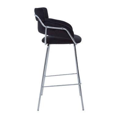 Orsina Tamzin Black Velvet Bar Chair with Chrome Base and Arms