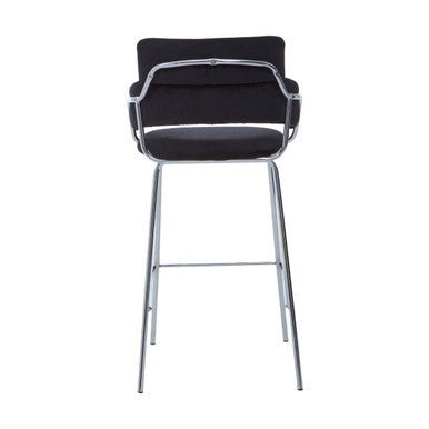 Orsina Tamzin Black Velvet Bar Chair with Chrome Base and Arms