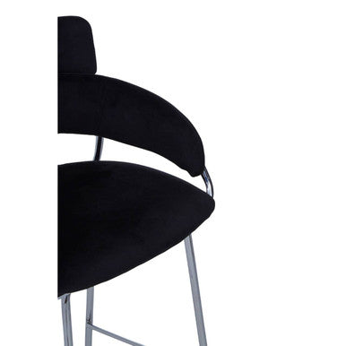 Orsina Tamzin Black Velvet Bar Chair with Chrome Base and Arms