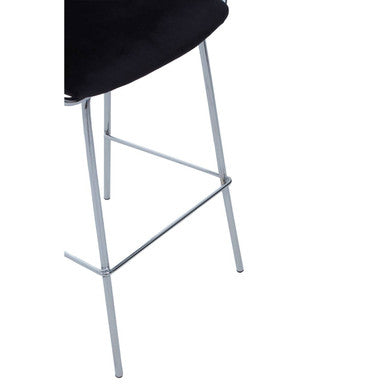 Orsina Tamzin Black Velvet Bar Chair with Chrome Base and Arms