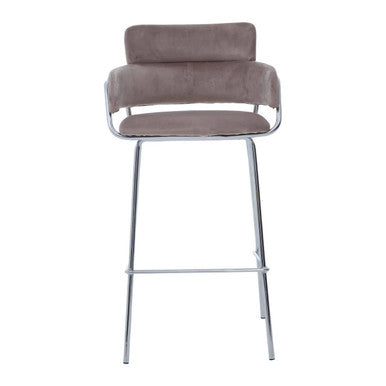Orsina Tamzin Mink Velvet Bar Chair | Modern Stool with Chrome Base