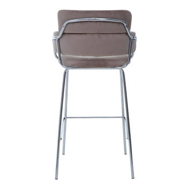Orsina Tamzin Mink Velvet Bar Chair | Modern Stool with Chrome Base