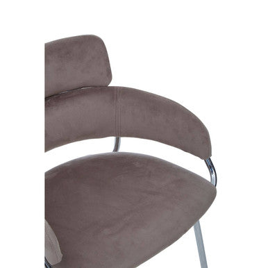 Orsina Tamzin Mink Velvet Bar Chair | Modern Stool with Chrome Base