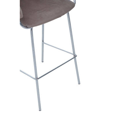 Orsina Tamzin Mink Velvet Bar Chair | Modern Stool with Chrome Base