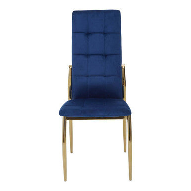 Orsina Tamzin Blue Velvet High Back Dining Chair with Gold Base
