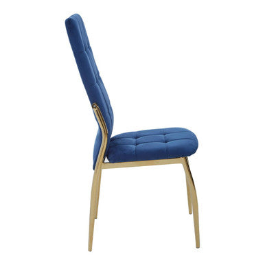 Orsina Tamzin Blue Velvet High Back Dining Chair with Gold Base
