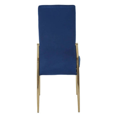 Orsina Tamzin Blue Velvet High Back Dining Chair with Gold Base