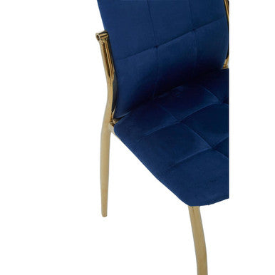 Orsina Tamzin Blue Velvet High Back Dining Chair with Gold Base