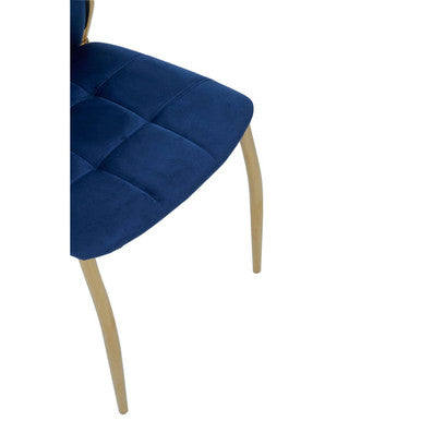 Orsina Tamzin Blue Velvet High Back Dining Chair with Gold Base