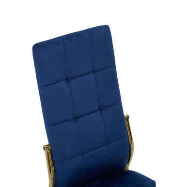 Orsina Tamzin Blue Velvet High Back Dining Chair with Gold Base