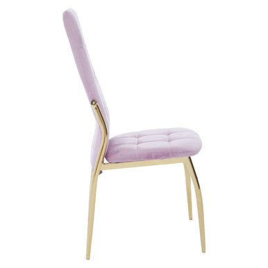 Orsina Tamzin Pink Velvet High Back Dining Chair with Gold Base