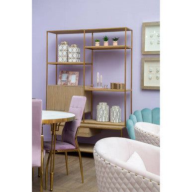 Orsina Tamzin Pink Velvet High Back Dining Chair with Gold Base