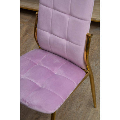 Orsina Tamzin Pink Velvet High Back Dining Chair with Gold Base