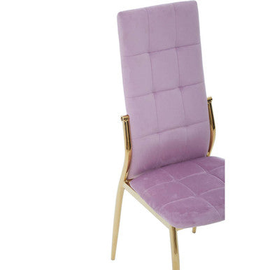 Orsina Tamzin Pink Velvet High Back Dining Chair with Gold Base