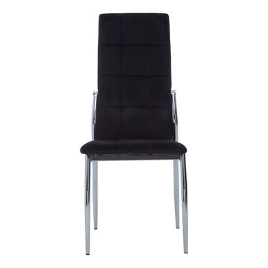 Orsina Tamzin Black Velvet High Back Dining Chair | Chrome Frame